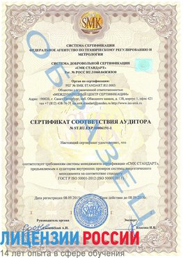 Образец сертификата соответствия аудитора №ST.RU.EXP.00006191-1 Арзамас Сертификат ISO 50001