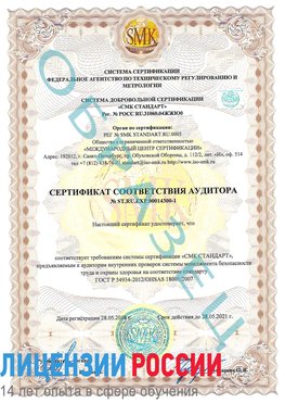 Образец сертификата соответствия аудитора №ST.RU.EXP.00014300-1 Арзамас Сертификат OHSAS 18001